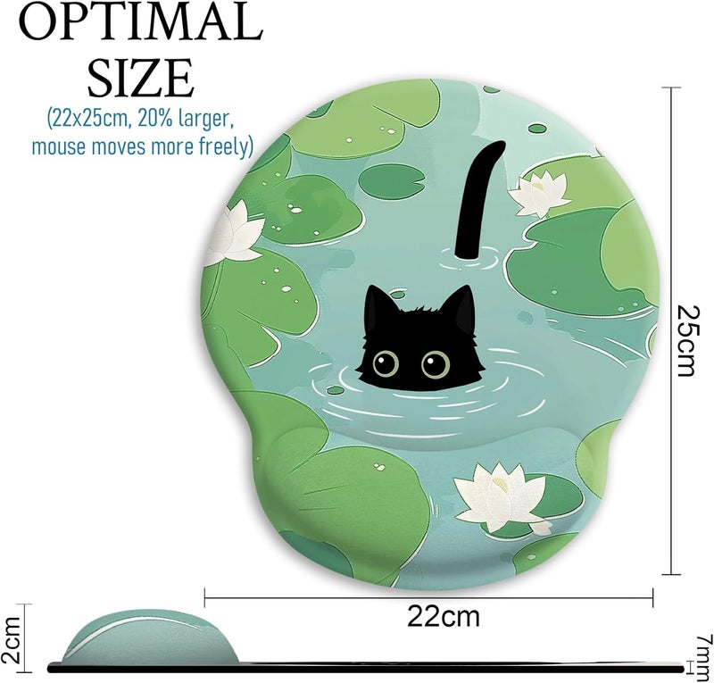 Blusabaca Mouse Pad with Wrist Rest, Cat Lotus Leaf Ergonomic Mouse Pads Wrist Support for Desk, Cute Gaming Mousepad Wireless Mouse Laptop Computer Work Home Desk Accessories Office Supplies Decor - Image 4